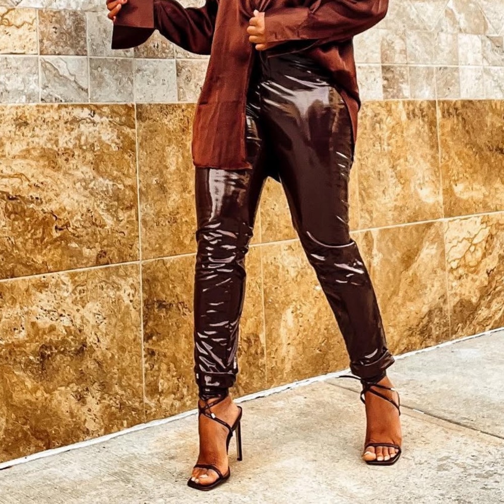 Pretty little thing Brown Patent leather pants